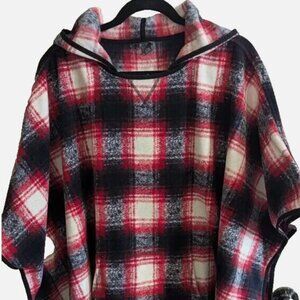 Eddie Bauer Womens Size XL/2XL Plaid Hooded Poncho